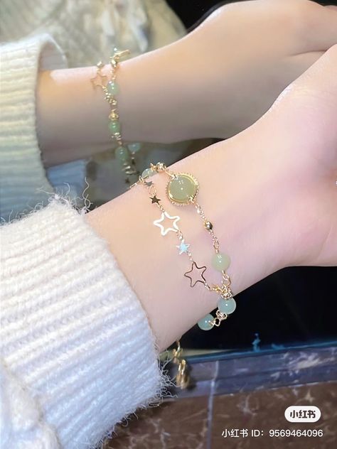 Douyin Bracelets, Korean Bracelet Aesthetic, Cute Korean Jewelry, Korean Necklace Aesthetic, Korean Bracelet, Cincin Diy, Stylish Jewelry Accessories, Ethereal Jewelry, Neck Pieces Jewelry