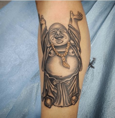 Laughing Buddha brings spiritual energy, joy, and vitality. Discover the top 40+ Laughing Buddha tattoo ideas featuring this auspicious symbol. Laughing Buddah Tattoo Ideas, Lucky Buddha Tattoo, Japanese Good Luck Tattoo, Budah Tattoos, Good Luck Tattoos For Men, Buddah Tattoo Designs, Fat Buddha Tattoo, Happy Buddha Tattoo, Small Buddha Tattoo