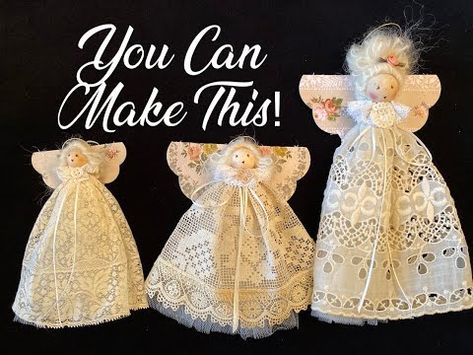 It is still taking me quite a while to edit my videos - maybe I am too ambitious!  Anyway, please enjoy my tutorial! Angel Ornaments To Make, Christmas Angels To Make, Lace Angels, Christmas Angels Diy, Angels Diy, Angel Ornaments Diy, Wedding Dress Keepsake, Angel Topper, Diy Christmas Angel Ornaments