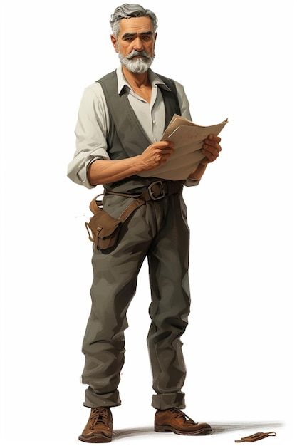 Photo detailed character design of a wri... | Premium Photo #Freepik #photo Indiana Jones Character Design, Dentist Character Design, Character Holding Book, Professor Character Design, Adventurer Character Design, Male Art Poses, Indiana Jones Characters, D20 Modern, Pose Art