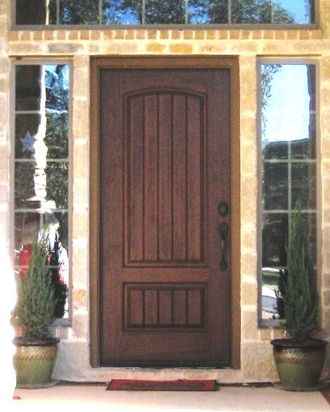 Fiberglass Entry Door Gallery – The Front Door Company Double Front Doors Fiberglass, Wood Fiberglass Front Door, Solid Front Door, Colonial Doors, House Entry Doors, Stained Front Door, Front Door Options, Rustic Entry Doors, Tudor Homes