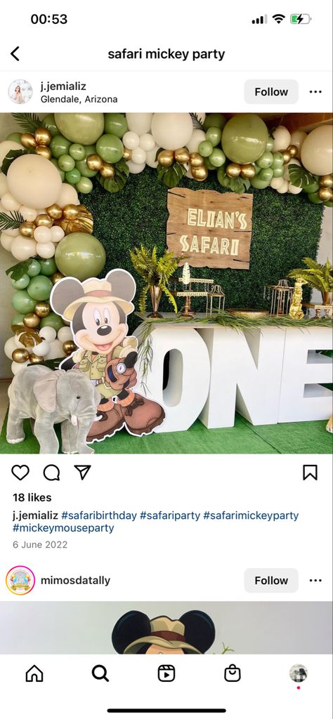 Mickey Mouse Safari Balloon Arch, Mickey Mouse Safari Backdrop, Mickey Mouse Birthday Safari, Mickey Safari Backdrop, Mickey Mouse Safari Birthday Decorations, Mickey Wild One Birthday, Mickey Mouse Safari Birthday Party Ideas, Mickey Safari Birthday Decorations, Safari Mickey Mouse Party