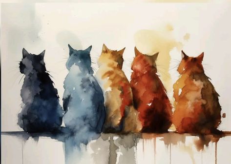 Watercolor Cats, Cat Art Painting, Animal Drawings Sketches, Cats Art Drawing, Learn Watercolor Painting, Abstract Painting Techniques, Watercolour Inspiration, Watercolor Cat, Watercolor Paintings Tutorials