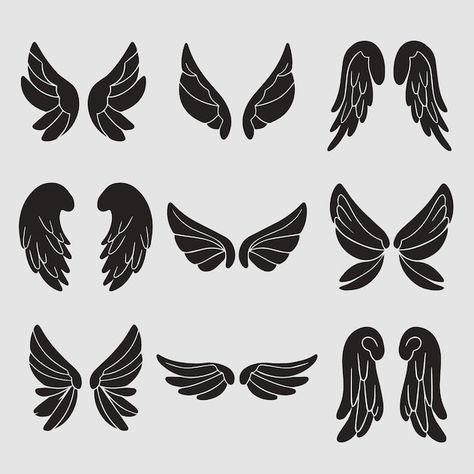 Free vector flat design angel wings silh... | Free Vector #Freepik #freevector #collection #hand-drawn-shapes #design-pack #hand-drawn Angel Wings Silhouette, Angel Wing Silhouette, Wings Silhouette, Wings Drawing, Shapes Design, Draw Shapes, Angel Heart, Silhouette Free, Flat Design