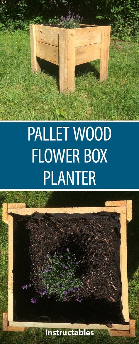 Pallet Wood Flower Box Planter  #woodworking #gardening #outdoors Pallet Flower Box, Wood Flower Box, Wooden Flower Boxes, Pallet Planter Box, Wood Pallet Planters, Pallet Planter, Wooden Pallet Furniture, Wooden Pallet Projects, Recycled Pallets