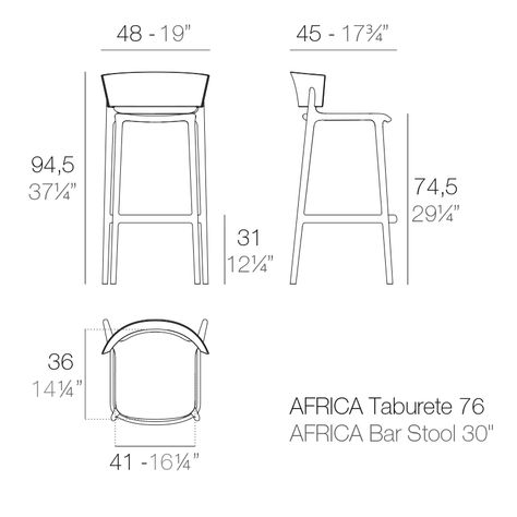 AFRICA BAR STOOL 48x47x95 by Eugeni Quitllet | STOOLS & OTTOMANS - Vondom Products Bar Chair Dimension, Bar Stool Plans, Furniture Details Drawing, Unique Bar Stools, Drawing Furniture, Furniture Sketch, Interior Design Layout, Bar Stools Kitchen Island, High Bar Stools