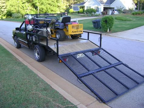 Lawncare Trailer Ideas, Lawn Care Trailer Setup, Lawn Trailer, Mowing Business, Aluminum Utility Trailer, Lawn Mowing Business, Truck Bed Trailer, Welding Trailer, Welding Trucks