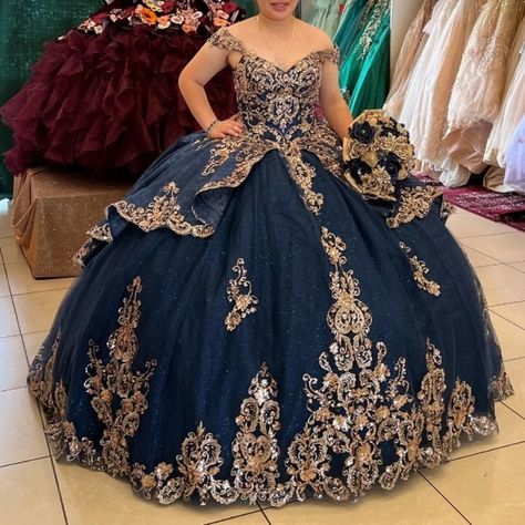 Navy Blue Shiny Quinceanera Dresses Beaded Appliques Lace Beads Ball Gown Princess Sweet 16 Year 16 Year Girl, Navy Blue Quinceanera Dresses, Champagne Quinceanera Dresses, Champagne Ball Gown, Princess Sweet 16, Quinceanera Dresses Black, Blue Quinceanera, Ball Gown Princess, Quinceanera Dresses Blue