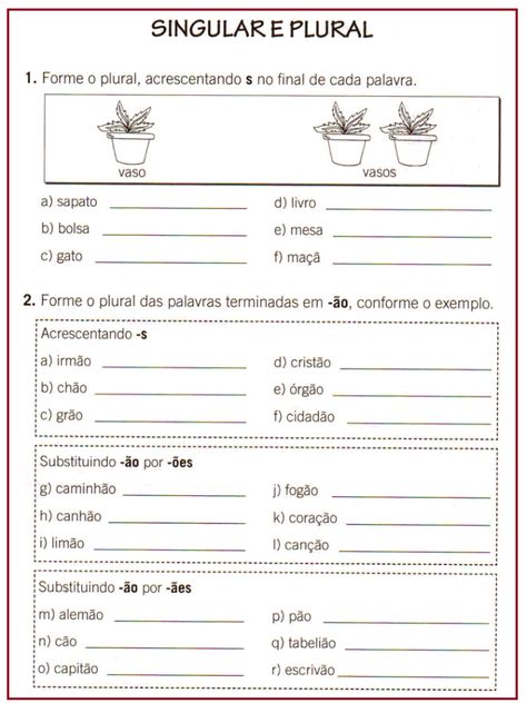 atividades singular e plural Portuguese Lessons, Singular And Plural, School Work, Sheet Music, Singing, Education