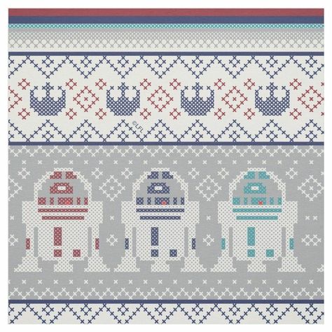 Holiday Cross Stitch Patterns, Stitching Patterns, Holiday Cross Stitch, Sweater Fabric, Star Wars Christmas, R2 D2, Holiday Fabric, Cross Stitches, Journal Doodles