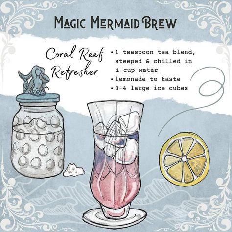 Tea With A Sea Witch, Tea With A Witch, Coastal Tea Party, Witchy Drinks, Water Of Whimsy, Mermaid Water Drink, Tea Witch, Witch Tea, Witch Brew