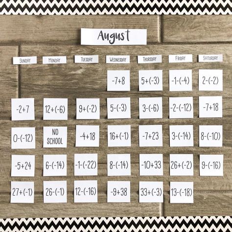 You need a calendar in your classroom! Why not make it a math calendar? Thank you @cameronclassroom for sending me this photo of my integer… Math Calendar, Integer Operations, Math Center Games, Math 8, Calendar Math, Math Anchor Charts, 6th Grade Science, Montessori Math, Secondary Math