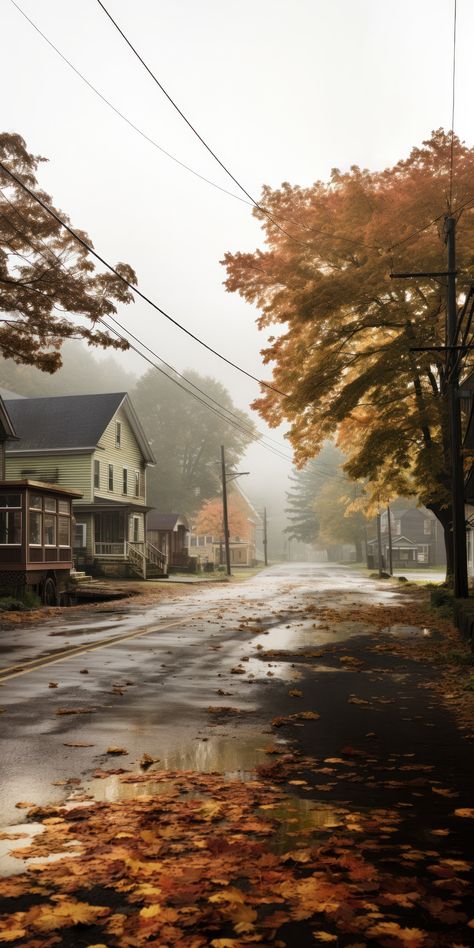 Spooky Town Aesthetic, Small Town Gothic, American Gothic Aesthetic, Dear October, Halloween Neighborhood, Vermont Autumn, Autumn Town, Suburban Gothic, American Halloween