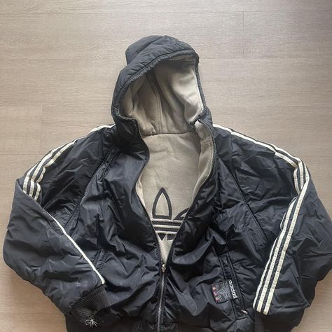 Vintage Y2k Adidas reversible jacket. Size Medium.... - Depop Vintage Adidas Zip Up, Adidas Sweater Vintage, Bebe Jacket Y2k, Adidas Winter Jacket, Adidas Vintage Jacket, Reversible Fleece Jacket, Barbie Closet, Vintage Adidas Jacket, Berlin Style