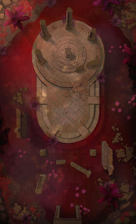 Bloody temple. Please give us a follow for more free content! 🤗⁠ ⁠ #battlemap #encountermap #dnd #dndmaps #pathfinder #roll20 #dungeonsanddragons #tabletoprpg #ttrpg #eightfoldpaper Temple Battlemap Dnd, Dnd Ritual Map, Dnd Temple Map, Temple Battlemap, Dnd Backgrounds, Fantasy City Map, Dnd World Map, Building Map, Fantasy World Map