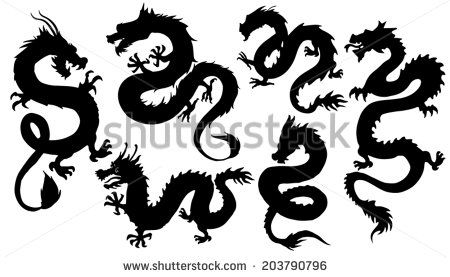 Chinese Dragon Drawing, Small Dragon Tattoos, Guitar Inlay, Dragon Silhouette, Kids Silhouette, Big Dragon, Sick Tattoo, Silhouette Tattoos, Chinese Brush Painting