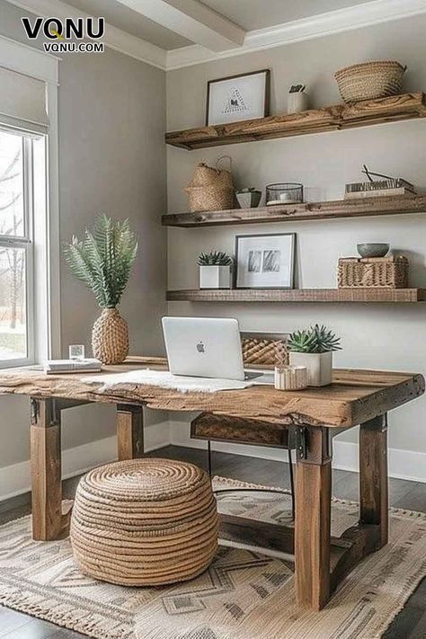 Cozy Nooks To Use Spare Spaces In The Home – VQNU Office Space With Sofa, Small Office And Reading Room, Desk Nook In Living Room, Corner Office Space In Living Room, Desk In Middle Of Room, Cozy Home Office With Couch, Nook With Shelves, Living Room Desk Area, Bedroom Office Nook