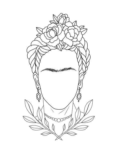 Frida Kahlo Drawing Simple, Frida Kahlo Line Art, Frida Kahlo Embroidery, Frida Kahlo Drawing, Frida Kahlo Tattoo, Kahlo Tattoo, Frida Tattoo, Frida Kahlo Tattoos, Wicked Crafts