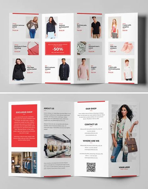 Fashion Look Book 4-Fold Brochure Template PSD 4 Fold Brochure Design Layout, Brochure Design 4 Folds, 4 Fold Brochure Design, Leaflet Layout, Unique Brochures, Brochure Design Layouts, Fashion Web Design, Lookbook Layout, Booklet Printing