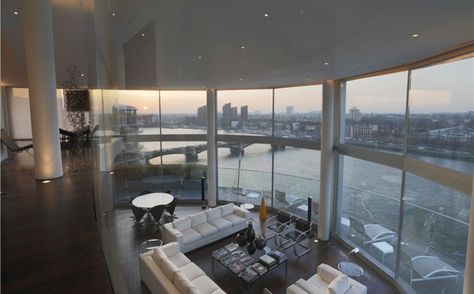 Penthouse in London Riverside Apartment, Nevada Homes, Loft Designs, Outdoor Terrace, Apartment View, Apartment Luxury, City Apartments, New Architecture, Double Height