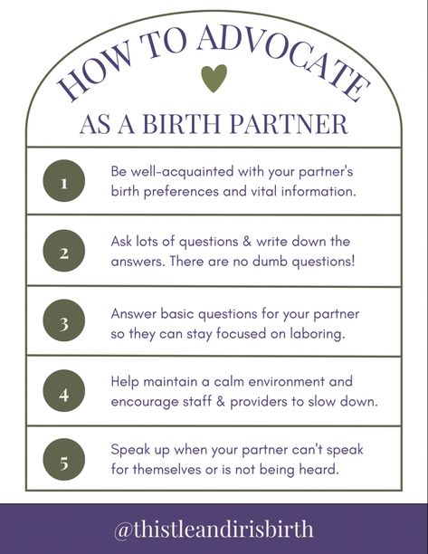 Being a birth partner of any kind is a sacred job. ❤️ Birth Partner Tips, Partner Support During Labor, Birthing Partner Tips, Birth Partner Help List, Birthing Partner, Doula Resources, Doula Tips, Labor Tips, Birth Plans