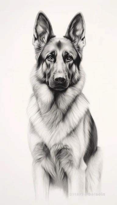 German Shepherd Tattoo, Dog Drawing Tutorial, Dog Caricature, German Shepherd Art, Dog Portraits Art, Pitbull Art, Pencil Drawings Of Animals, Animal Illustration Art, Animal Drawings Sketches