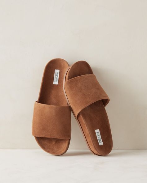 Suede Slides | Haven Well Within Clean Suede, Sandals Ideas, Birkenstock Outfit, How To Clean Suede, Woman Sandals, Soft Sandals, Girls High Heels, Fashion Slides, Suede Slides