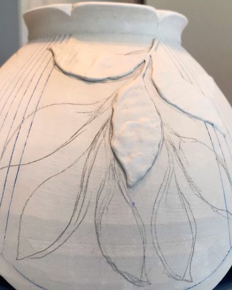 Alison Fawcett on Instagram: “A little slip trailing and carving action...getting new work ready for my setup at Rosewood Art Center for Art on the Commons in October.…” Slip Art Pottery, Slip Trailing Pottery Design, Slip Design Ceramics, Pottery Finishes, Slip Trailing Pottery, Pottery Basics, Vase Design Ideas, Advanced Pottery, Clay Templates