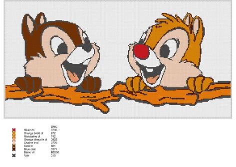 Chip And Dale, Couture Mode, Cross Stitching, Le Point, Donald Duck, Tee Shirt, Cross Stitch, Mario Characters, Tee Shirts