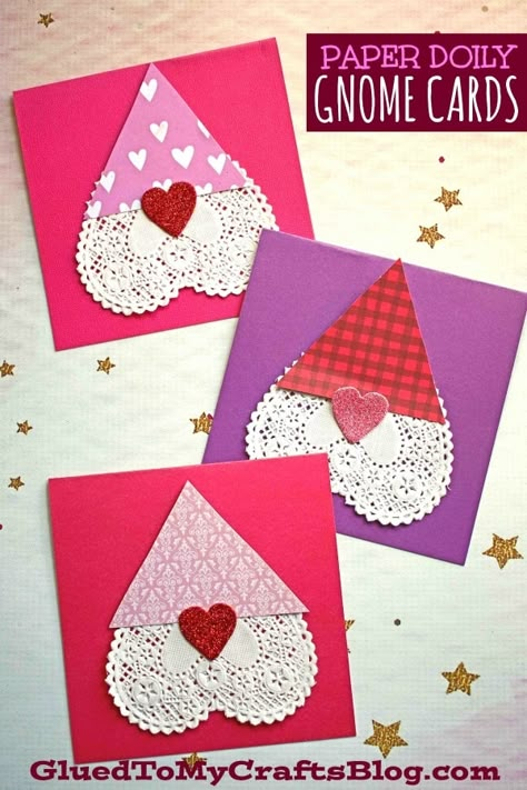 Valentine Gnome Crafts For Kids, Valentines Day Crafts For Preschool, Valentines Day Crafts For Preschoolers, February Preschool, Heart Doily, February Art, Preschool Valentine's, Preschool Valentine Crafts, Valentine Paper Crafts