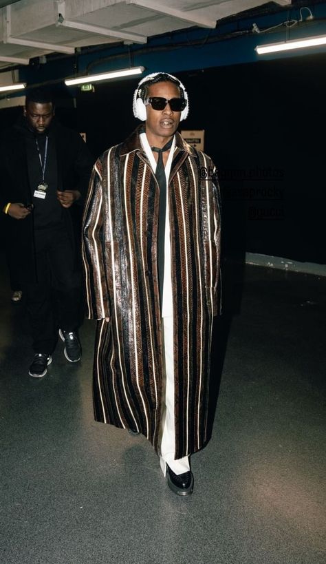 Home / X Asap Rocky Outfits, Asap Rocky Fashion, Fashion Collection Inspiration, Black Men Fashion Urban, 2024 Menswear, High Fashion Men, Leather Coat Jacket, Stylish Celebrities, Mens Trendy Outfits