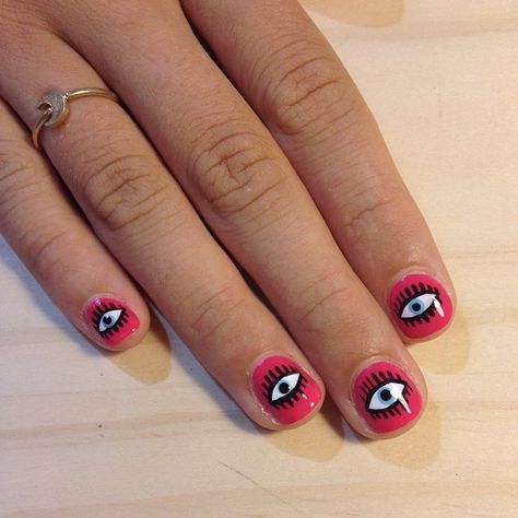 Pink Nails With Evil Eye, Nails With Evil Eye, Pink Evil Eye, Evil Eye Nails, Hot Pink Nails, Cute Nail Art Designs, Nail Envy, Pink Nail Designs, Cute Nail Art