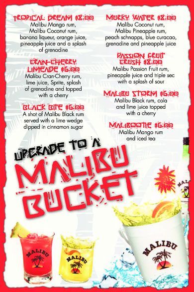 Malibu Rum Bucket Recipe, Boozy Bucket, Rum Bucket Recipe, Rum Bucket, Bucket Drinks, Plating Food, Presentation Food, Hey Bartender, Drink Bucket