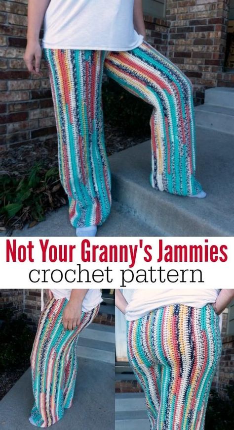 A pattern I have been wanting to design for months now? Crochet Pajama Pants. These crochet comfy pants are soft, cozy, and comfortable, and the pattern is easy to follow, too! Crochet Pants Pattern, Crochet Shawl Free, Crochet Bottoms, Crochet Pants, Perfect Sweater, Mode Crochet, Crochet Skirts, Adult Pajamas, Start Knitting