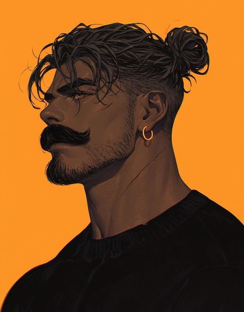 Black Man Character Design, Tattooed Character, Male Hair Drawing, Male Long Hair, 2160x3840 Wallpaper, Black Cartoon, Character Design Male, Urban Fantasy, Male Art