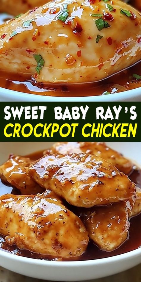 🥳 BBQ night just got easier! This Sweet Baby Ray’s Crockpot Chicken is packed with smoky, sweet flavors and takes minimal effort. 🍴 Perfect for sliders, tacos, or over rice. Save this pin for later! 💡 #BBQChicken #CrockpotDinner #ChickenRecipes #SweetAndSavory #DinnerInspiration Chicken In A Slow Cooker Recipes, Crockpot Chicken Recipes For 2, Chicken Recipes In Crockpot Easy, Fast Crockpot Chicken Recipes, Easy Chicken Breast Crockpot Recipes, Crockpot Chicken Breast Recipes Easy Crock Pot, Chicken In Crockpot Recipes, Bbq Chicken In Crockpot, Crockpot Bbq Chicken Recipes