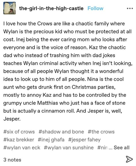 Six Of Crows Tweets, Six Of Crows Wesper, Kanej Six If Crows, Six If Crows, Six Of Crows Headcanons, Six Of Crows Wylan, Six Of Crows Tumblr, 6 Of Crows, Six Of Crows Funny