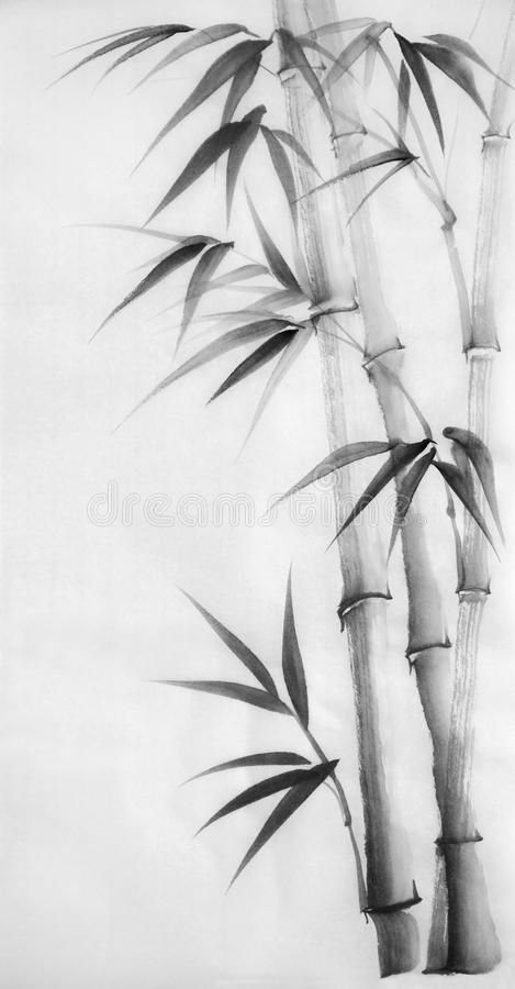 Tiger Bamboo Tattoo Design, Black And White Bamboo Painting, Bamboo Tattoo Ideas Design, Chinese Bamboo Painting Ink Art, Bamboo Leaf Illustration, Bamboo Pencil Drawing, Bamboo Leaf Tattoo, Bamboo Sleeve Tattoo, Bamboo Drawing Sketch