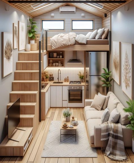 Japanese Tiny House, Loft House Design, Tiny House Loft, House Loft, Best Tiny House, Tiny House Inspiration, Small House Design Plans, Loft House, Tiny Spaces