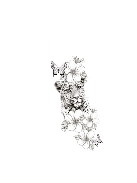 Safari Tattoo Design, Back Of Forearm Tattoos For Women, Leopard Tattoo Design For Women, Floral Animal Tattoo, Simple Animal Tattoos, Giraffe With Flowers, Dainty Tattoo, Leopard Tattoos, Cute Tiny Tattoos