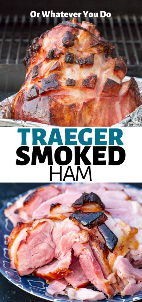 Traeger Smoked Ham | Easy glazed double-smoked ham recipe Ham Traeger, Traeger Ham, Ham Glazes, Easy Ham Recipes, Ham Ideas, Precooked Ham, Smoked Ham Recipe, Pellet Smoker Recipes, Traeger Grill Recipes