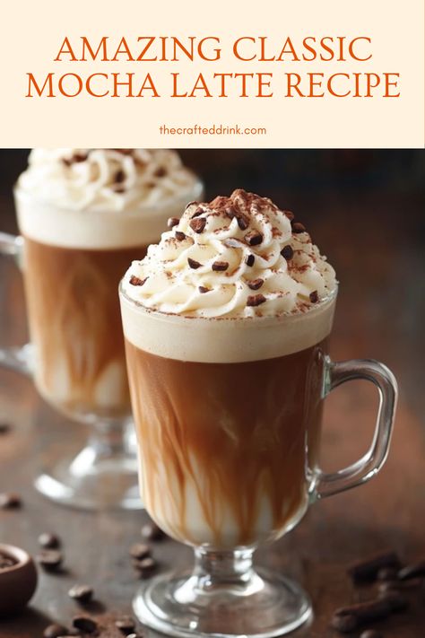 A delicious Classic Mocha Latte recipe featuring rich espresso and creamy chocolate milk. Perfect for coffee lovers wanting to enjoy a cafe-quality drink at home using just one image. Fancy Coffee At Home, Specialty Coffee Recipes, At Home Barista, Coffee With Whipped Cream, Speciality Coffee Recipes, Mocha Latte Recipe, Espresso Drink Recipes, Coffee Drinks Recipes, Homemade Mocha