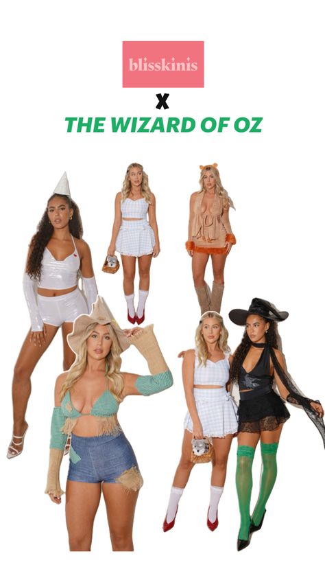 The Wizard of Oz group costumes for Halloween. Halloween costume inspo. Dorothy for Halloween. Dorothy Halloween costume. Costumes For Halloween Women, Wizard Of Oz Costumes, The Cowardly Lion, The Wicked Witch Of The West, The Tin Man, Dorothy Costume, Costumes For Halloween, Wicked Witch Of The West, Witch Of The West