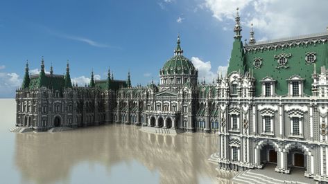 Minecraft Epic Builds, Minecraft Palace, Baroque Palace, Castle Exterior, Minecraft Mansion, Minecraft Structures, Minecraft Castle, Minecraft Medieval, Minecraft City