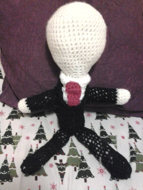 Completely all hand crochet Slenderman doll with mild needle point, around 2 foot and 2 inches tall great for gifts. Crochet Slenderman, Slenderman, Needle Point, Hand Crochet, Needlepoint, Dolls, Crochet, Gifts