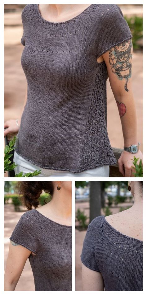 Knitted Tshirt Pattern, Knit Shirt Pattern, Knit Top Pattern Free, Knit Tank Top Pattern, Free Knitting Patterns For Women, Ladies Cardigan Knitting Patterns, Ladies Knitting Patterns, Summer Knitting Patterns, Knit Top Patterns