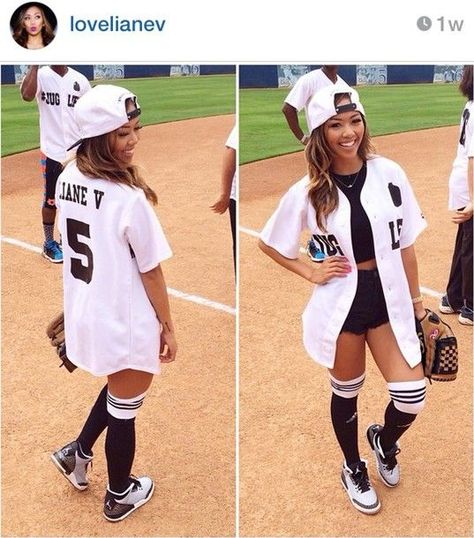 Liane V, Look Hip Hop, Baseball Jersey Outfit, Baseball Costumes, Bff Halloween Costumes, Holloween Costume, Costumes For Teens, Sporting Event, Halloween Costumes Friends