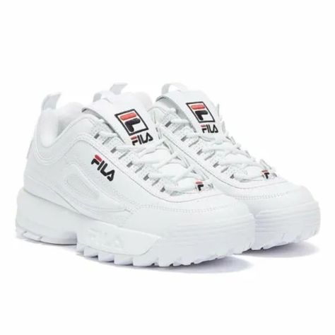 Fila Disruptor Ii, Fila Disruptor, Fila Disruptors, White Sneakers Women, Leather Trainers, Trendy Fall, White Trainers, White Brand, Retro Stil