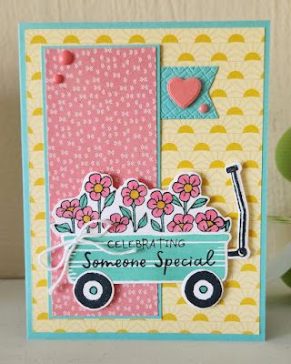 Stamp n' Sip: Filled with Fun: Flowers Stampin Up Wagon Full Of Fun, Filled With Fun Stampin Up Cards, Sunshine And Rainbows Dsp, Delightfully Eclectic Dsp, Blue Pool Party, White Pool Party, Fruit Cards, Fun Cards, Card Layouts