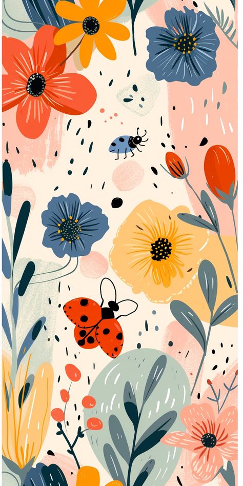 Spring Screen Savers Wallpapers, Cute Spring Phone Wallpapers, May Background Wallpapers, Hd Wallpaper Illustration, Spring Prints Pattern, Spring Phone Wallpapers, Spring Phone Wallpaper, Flores Wallpaper, Illustrated Wallpaper